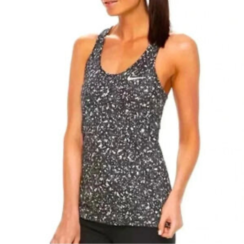 Nike Silver and Black Fitted Sleeveless Tank Top